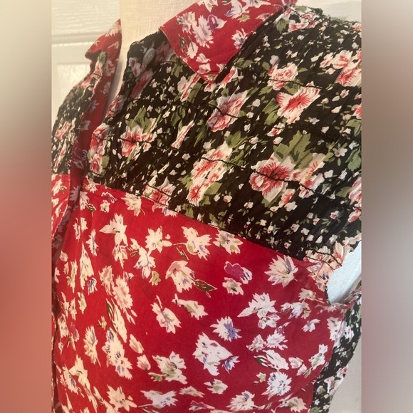 Vintage button up sleeveless floral top womens fits like a small Sostanza contem - Picture 4 of 6